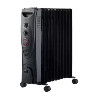 PureMate 2500W Oil Filled Radiator With 11 Fins - Black