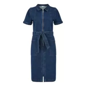 Yumi Blue Denim Stretch Zip Dress - Blue