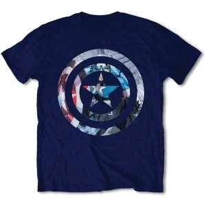Marvel Comics - Captain America Knock-out Unisex Large T-Shirt - Blue