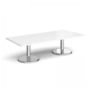 Pisa rectangular coffee table with round chrome bases 1800mm x 800mm -