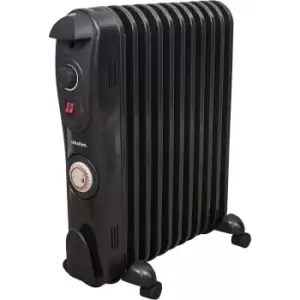 Schallen - Black Portable Electric Slim Oil Filled Radiator Heater with Adjustable Temperature Thermostat, 3 Heat Settings & Safety Cut Off (2500W 11
