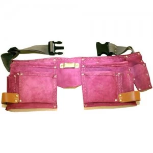 Ladies Tool Belt and Double Pink Leather Tool Pouch