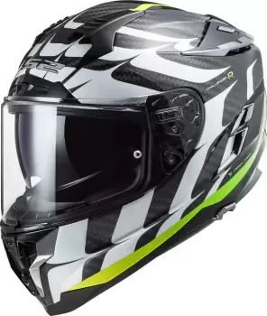 LS2 FF327 Challenger Flames Carbon Helmet, white-yellow, Size S, white-yellow, Size S