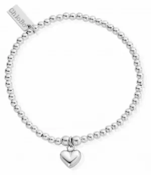 ChloBo Sterling Silver 18cm Cute Charm Puffed Heart Bracelet Jewellery