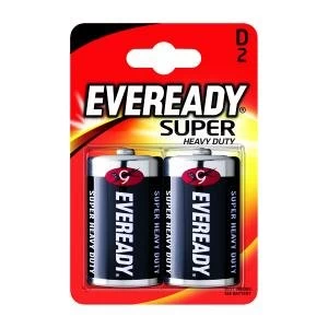 Eveready Super Heavy Duty D Batteries Pack of 2 R20B2UP