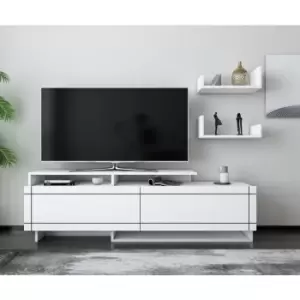 Tamy tv Stand tv Unit with Two Cabinets - White - Decorotika