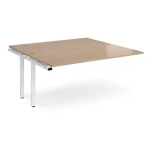 Bench Desk Add On 2 Person Rectangular Desks 1600mm Beech Tops With White Frames 1600mm Depth Adapt