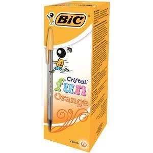 Original Bic Cristal Fun Ballpoint Pen 1.6mm Tip 0.6mm Line Orange