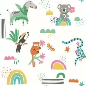Holden Abstract Animals Multi Wallpaper - wilko