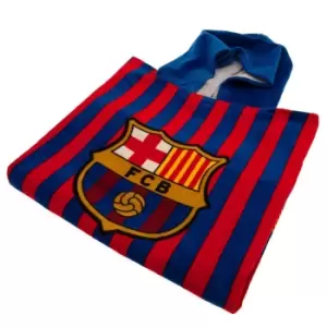 FC Barcelona Childrens/Kids Crest Towelling Hooded Poncho (One Size) (Blue/Red/Gold)