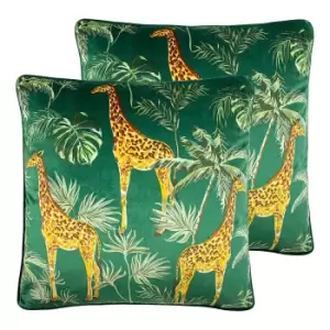 Giraffe Palm Twin Pack Polyester Filled Cushions