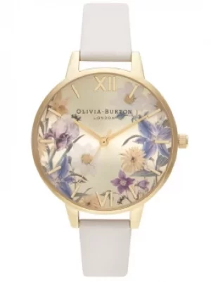 Olivia Burton Best In Show Gold Plated Floral Dial Nude Strap...