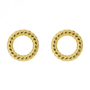 Rope Pattern Open Circle Yellow Gold Stud Earrings E6215