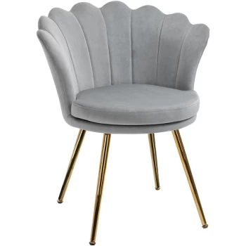 Homcom - Accent Chair Modern Dining Chair Velvet-Touch Fabric Armchair with Gold Legs