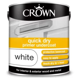 Crown Quick Drying Undercoat - Pure Brilliant White Paint - 2.5L