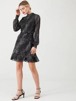 Oasis Glitter Star Skater Dress - Multi/Black, Size 6, Women