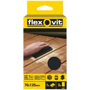 Flexovit 63642556830 Hook & Loop Sanding Block Kit 70x125mm -1 Blo...