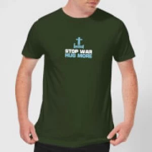 Plain Lazy Stop War Hug More Mens T-Shirt - Forest Green - S