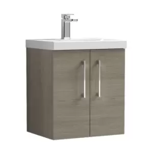 Arno Solace Oak 500mm Wall Hung 2 Door Vanity Unit with 50mm Profile Basin - ARN2521D - Solace Oak - Nuie
