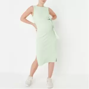 Missguided Belted Rib Dress - Green