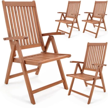 Casaria - Deuba Garden Chair Vanamo FSC -certified Eucalyptus Wood Foldable Chair High-back Garden Furniture 4 Pcs Set