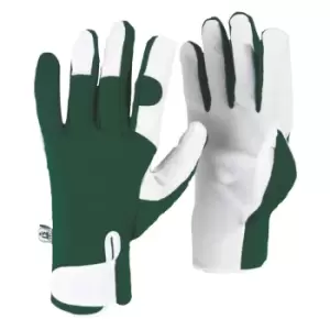 Kew Gardens Leather Palm Gardening Gloves Green S