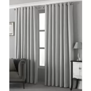 Riva Home Pendleton Ringtop Eyelet Curtains (168 x 183cm) (Silver) - Silver