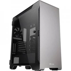 Thermaltake A500 Tempered Glass Midi tower PC casing Silver, Black 3 built-in fans, Window, Dust filter