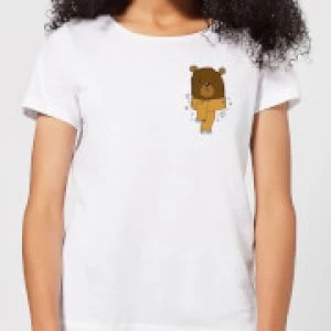 Christmas Bear Pocket Womens T-Shirt - White - 4XL