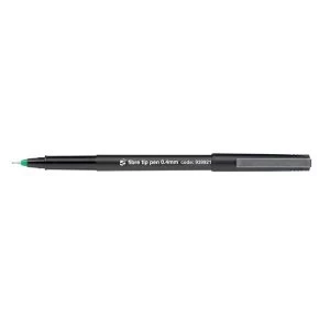 5 Star Office Fibre Tip Pen Medium 0.7mm Tip 0.4mm Line Green Pack of 12