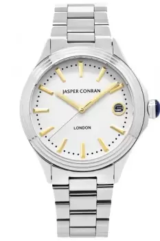 Unisex Jasper Conran London 40mm Watch with a White Dial and a Silver Metal bracelet J1B106021