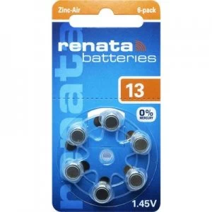 Renata Hearing Aid PR48 Button cell ZA13 Zinc air 305 mAh 1.4 V 6 pc(s)