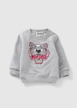 Kenzo Kids Tiger Sweatshirt In Grey Marl
