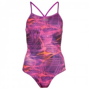 Slazenger Bound Back Swimsuit Ladies - Pink Wave Lines