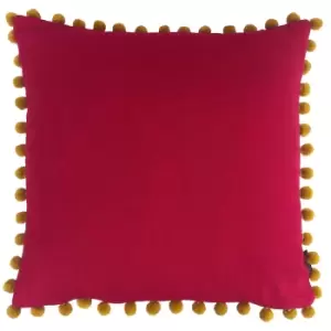 Mardi Gras Pom-Pom Cushion Fuchsia, Fuchsia / 50 x 50cm / Polyester Filled
