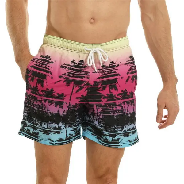 Ript Palm Tree Printed Swim Shorts Mens - Pink S