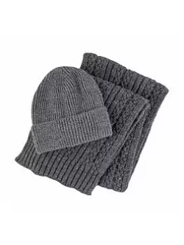 Totes Chunky Knitted Hat And Scarf Set - Charcoal