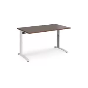 Office Desk Wheelchair Friendly Rectangular Desk 1400mm Walnut Tops With White Frames TR10