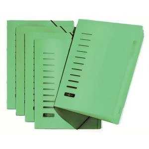 Pagna A4 6 Compartment Sorting File Green Pack of 5 4005603