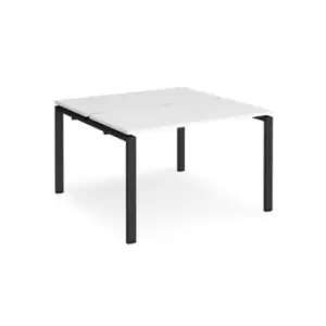Bench Desk 2 Person Rectangular Desks 1200mm White Tops With Black Frames 1200mm Depth Adapt