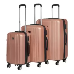 Dellonda 3 Piece Lightweight ABS Luggage Set with Integrated TSA Approved Combination Lock - Rose Gold