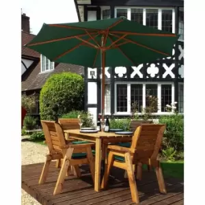 Charles Taylor Four Seater Rectangular Table Set with Parasol, Green