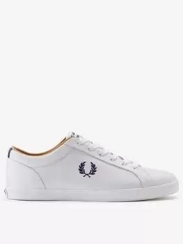 Fred Perry Baseline Leather Trainers, White, Size 8, Men
