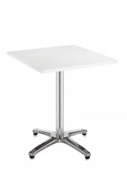 Roma Square Table With 4 Leg Chrome Base 700mm - White