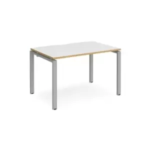 Bench Desk Single Person Rectangular Desk 1200mm White/Oak Tops With Silver Frames 800mm Depth Adapt