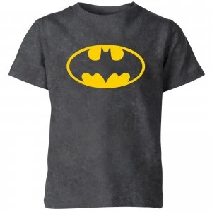 Batman Logo Kids T-Shirt - Black Acid Wash - 9-10 Years - Black Acid Wash