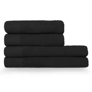 Textured Weave Towels Black / Hand Towel (50x90cm)