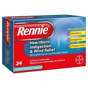 Rennie Heartburn Indigestion and Wind Relief 24 Tablets