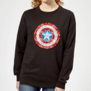 Marvel Captain America Pixelated Shield Womens Sweatshirt - Black - 5XL