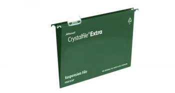 Rexel Crystalfile Extra A4 Polypropylene Suspension File 15mm Green 1 x Pack of 25 Suspension Files